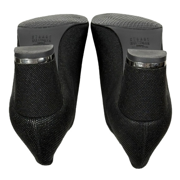 Stuart Weitzman Black Goosebump Leather Block Heel with Metal Trim Size 9 M - Picture 8 of 14